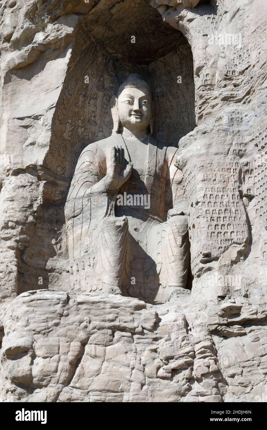 buddha-Statue, yungang-Grotten, buddha-Statuen Stockfoto