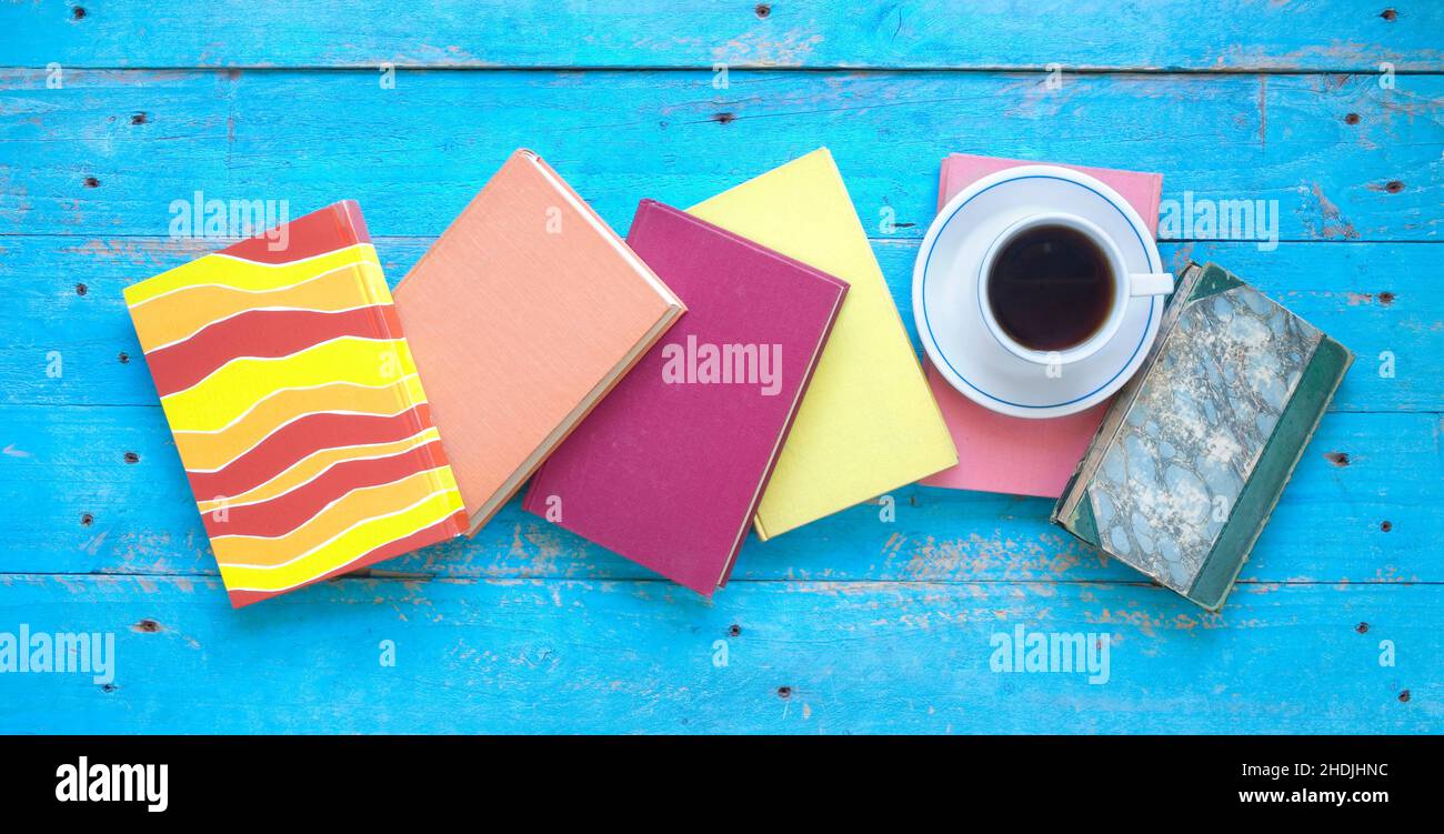 Kaffeestzeit, Buch, Kaffeepause, Bücher Stockfoto