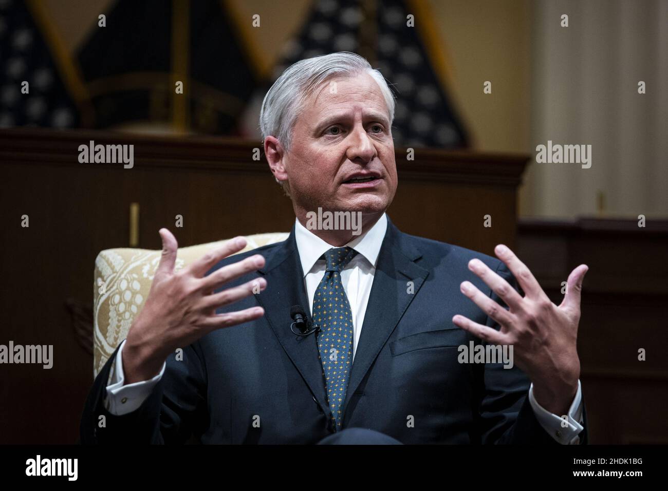 Washington, Usa. 06th Januar 2022. Der Historiker Jon Meacham spricht während einer Diskussion mit der Bibliothekarin des Kongresses Carla Hayden und der Historikerin Doris Kearns Goodwin, nicht abgebildet, am Donnerstag, dem 6. Januar 2022, auf dem Capitol Hill in Washington, DC, darüber, wie „die Erzählung vom 6th. Januar etabliert und bewahrt werden kann“. Pool Foto von Al Drago/UPI Kredit: UPI/Alamy Live News Stockfoto