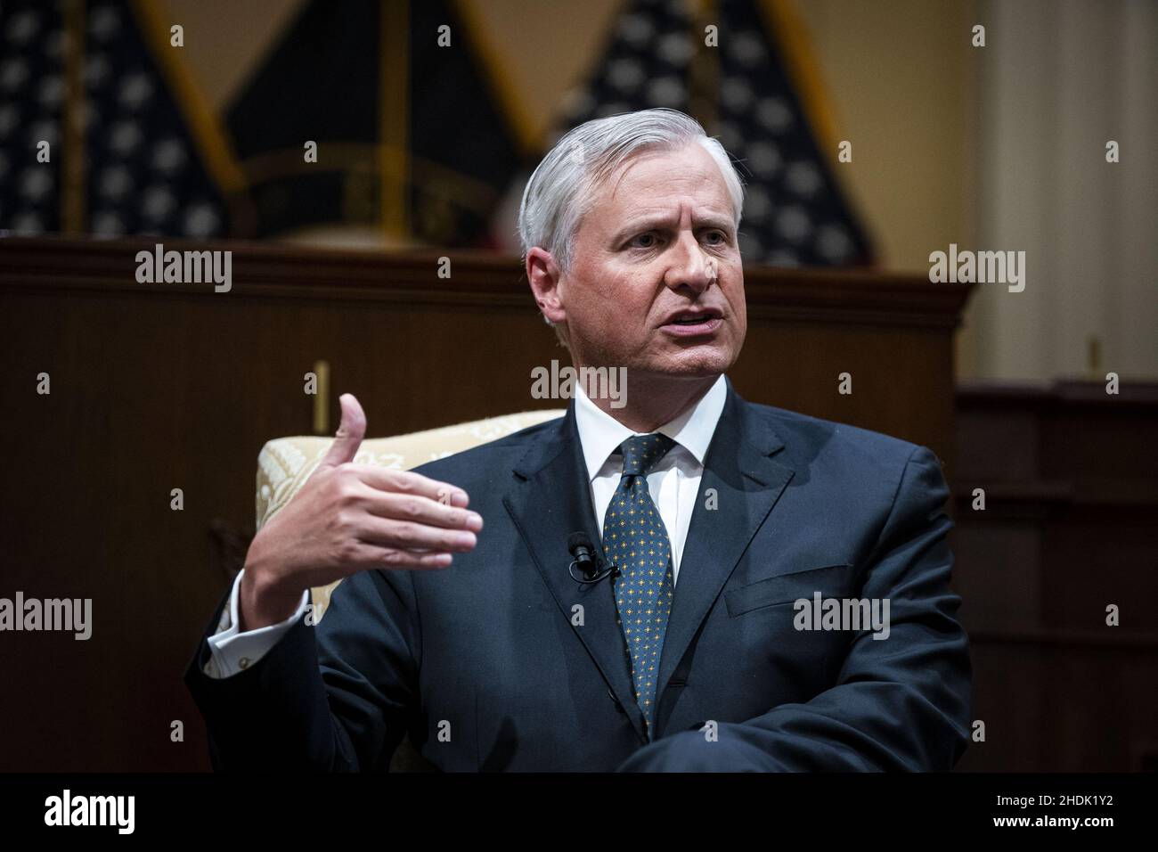 Washington, Usa. 06th Januar 2022. Der Historiker Jon Meacham spricht während einer Diskussion mit der Bibliothekarin des Kongresses Carla Hayden und der Historikerin Doris Kearns Goodwin, nicht abgebildet, am Donnerstag, dem 6. Januar 2022, auf dem Capitol Hill in Washington, DC, darüber, wie „die Erzählung vom 6th. Januar etabliert und bewahrt werden kann“. Pool Foto von Al Drago/UPI Kredit: UPI/Alamy Live News Stockfoto
