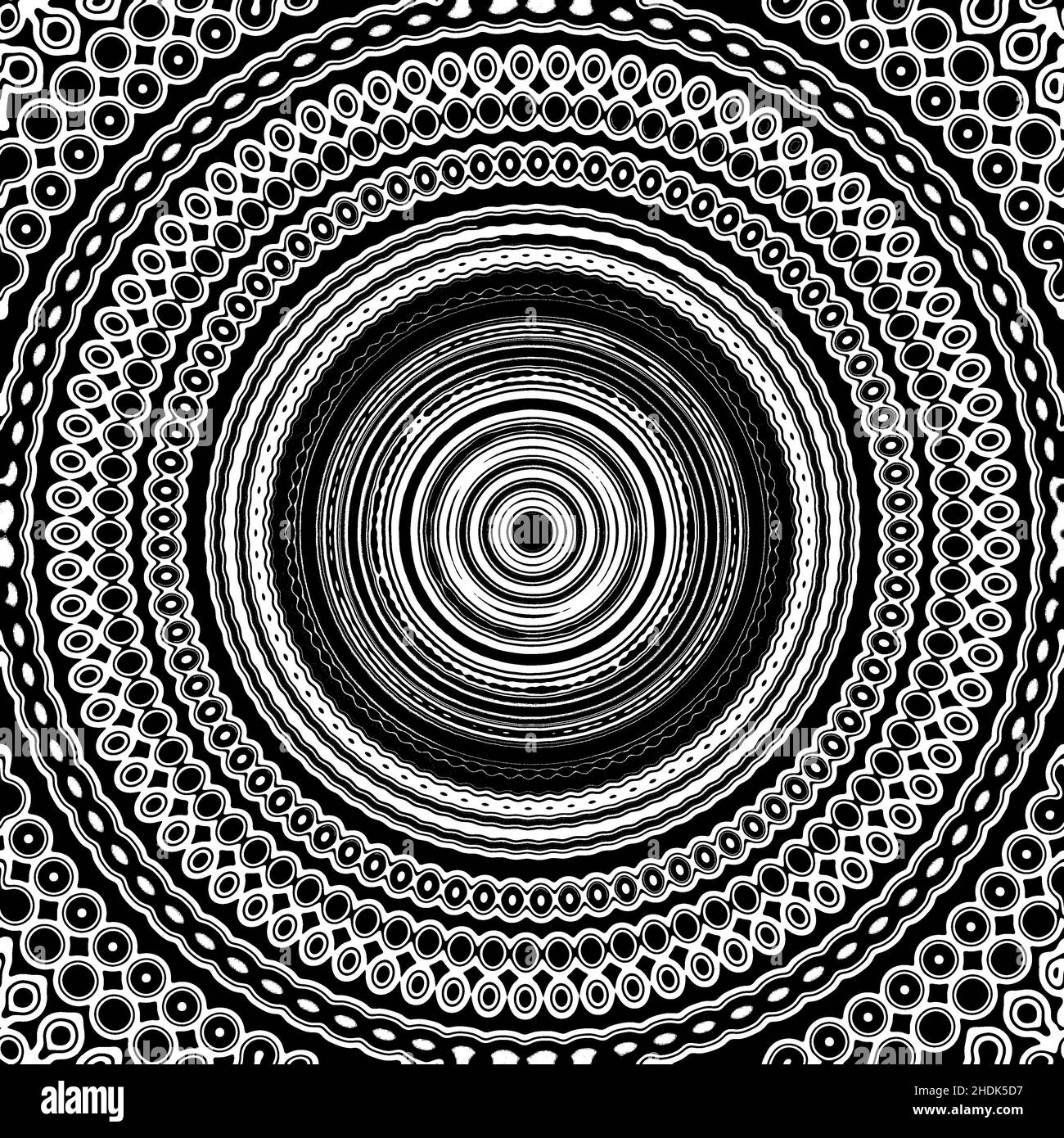 Schwarz und Weiß, Kreis, Mandala, Schwarz und Weiß, Kreise, Mandalas Stockfoto
