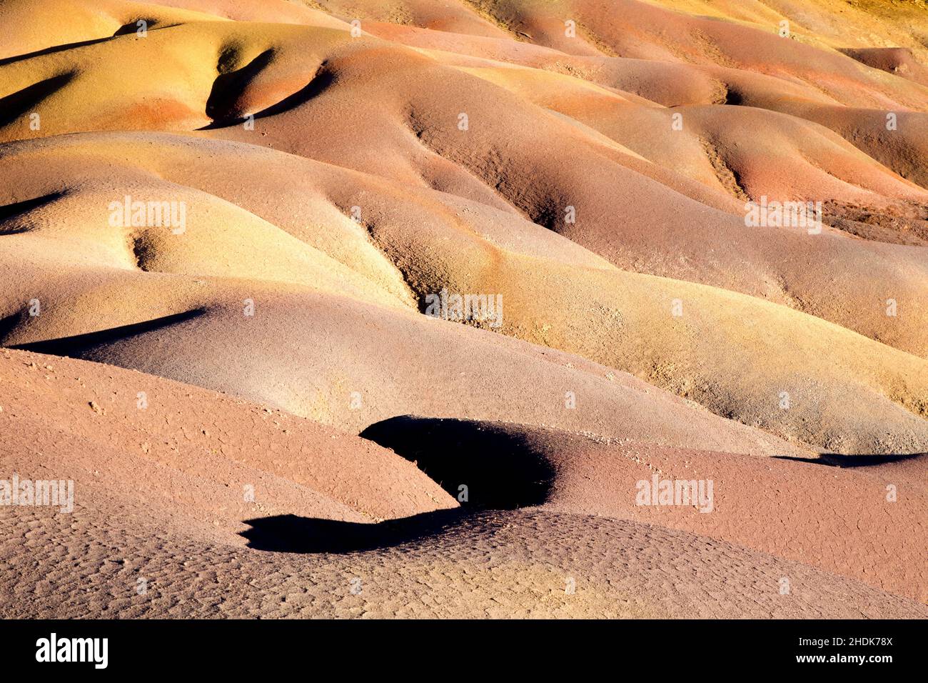 Sieben farbige Erden Stockfoto