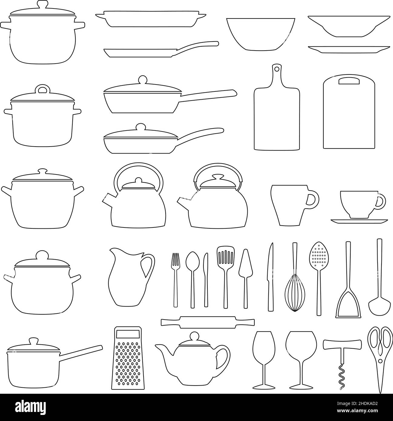 Set von Küchenutensilien, Vektorgrafik Stock Vektor