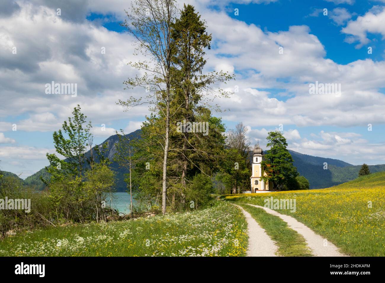 walchensee, margarethen-kircherl, Walchensee Stockfoto