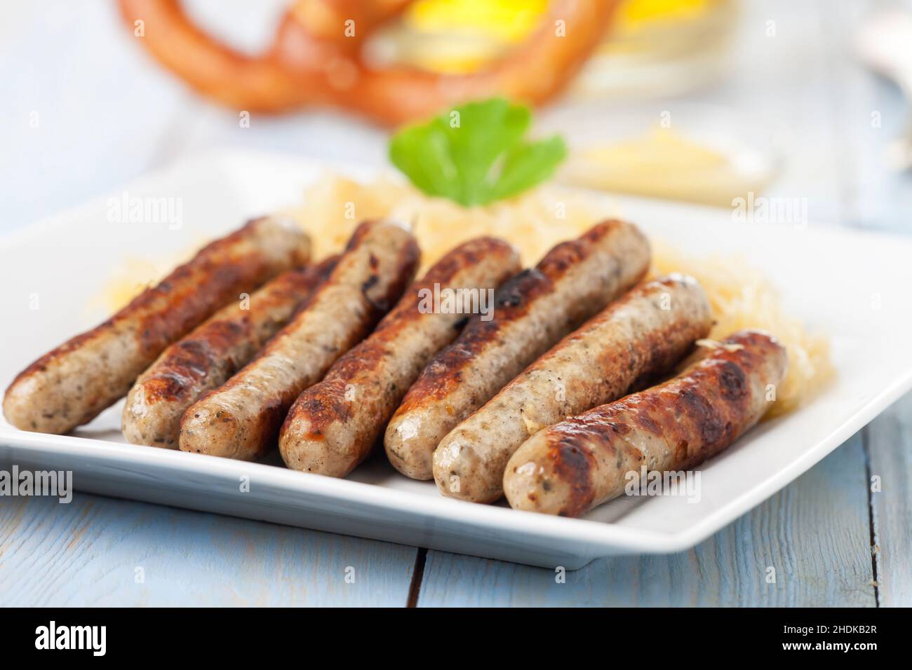 Wurst, Sauerkraut, Würstchen, Sauerkrauts Stockfoto