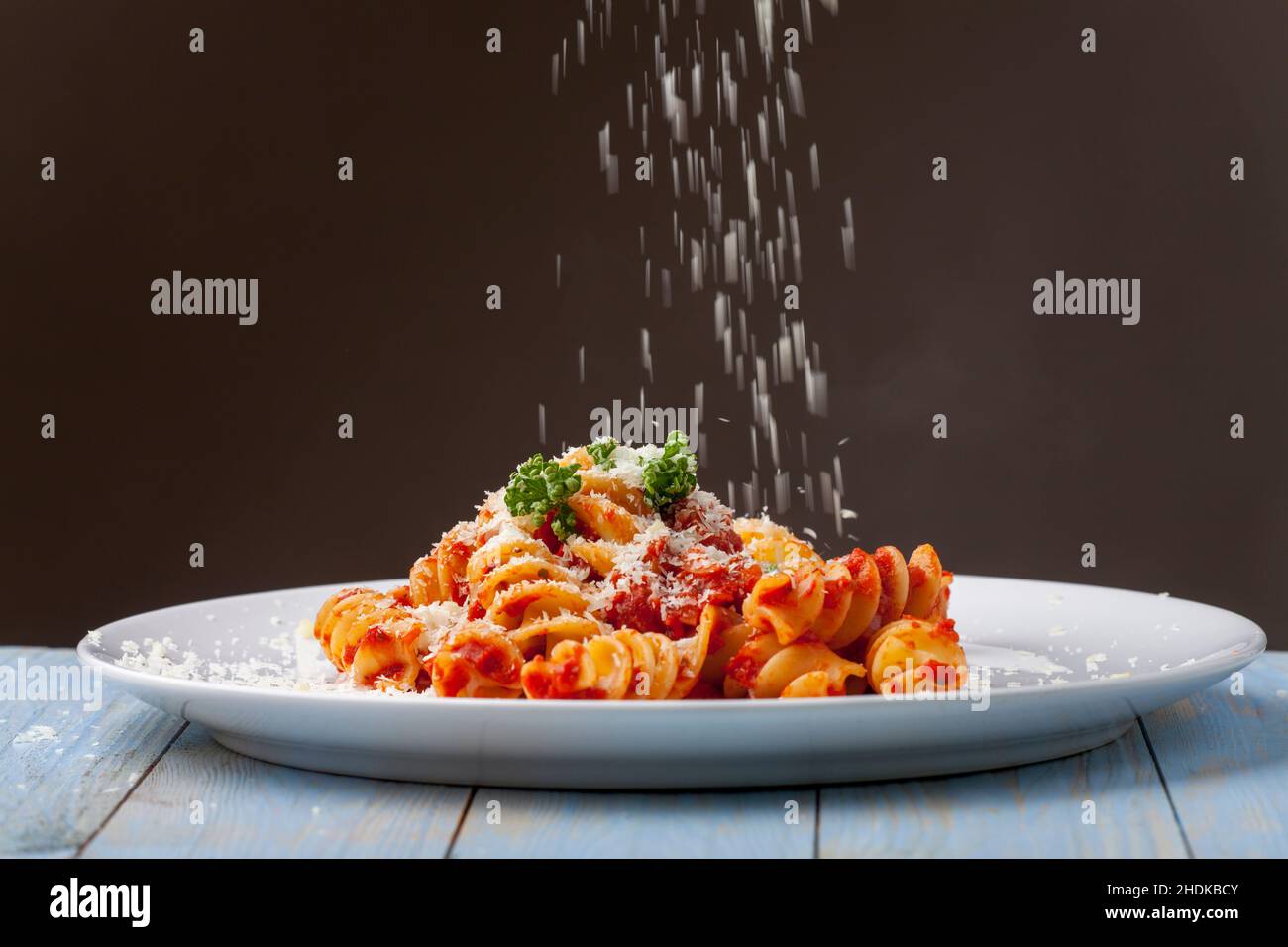 Nudeln, Parmesan, streuen, Nudeln, Pasta, Parmesane, Streusel Stockfoto