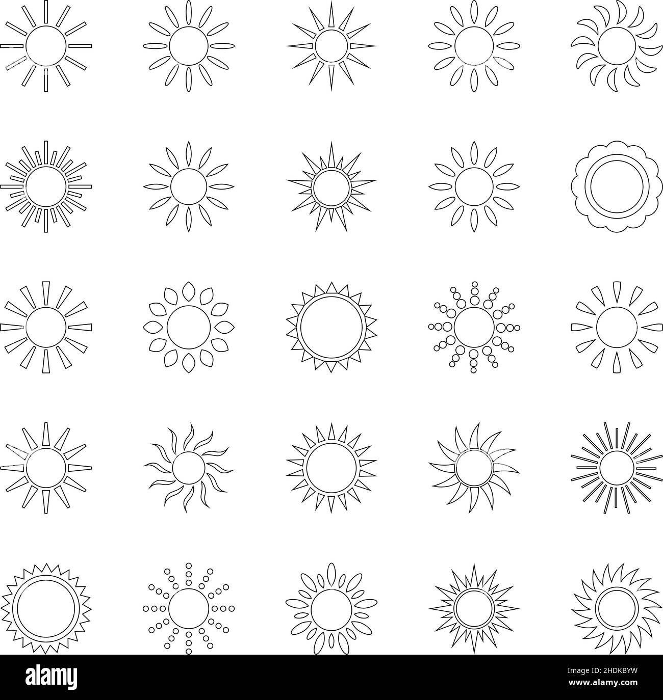 Satz von Sonnensymbolen, Vektorgrafik Stock Vektor