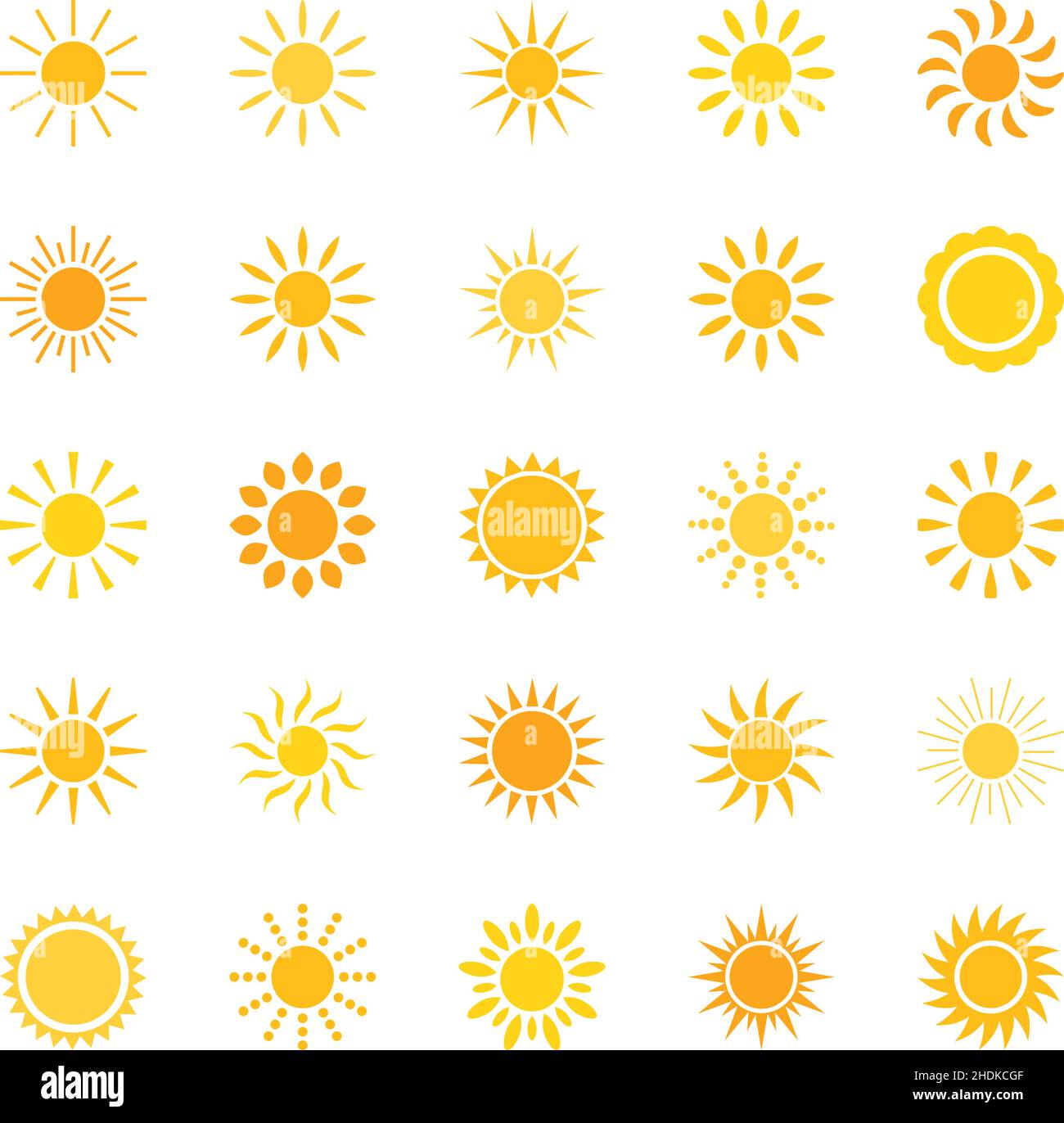 Satz von Symbolen Sonne, Vektordarstellung Stock Vektor