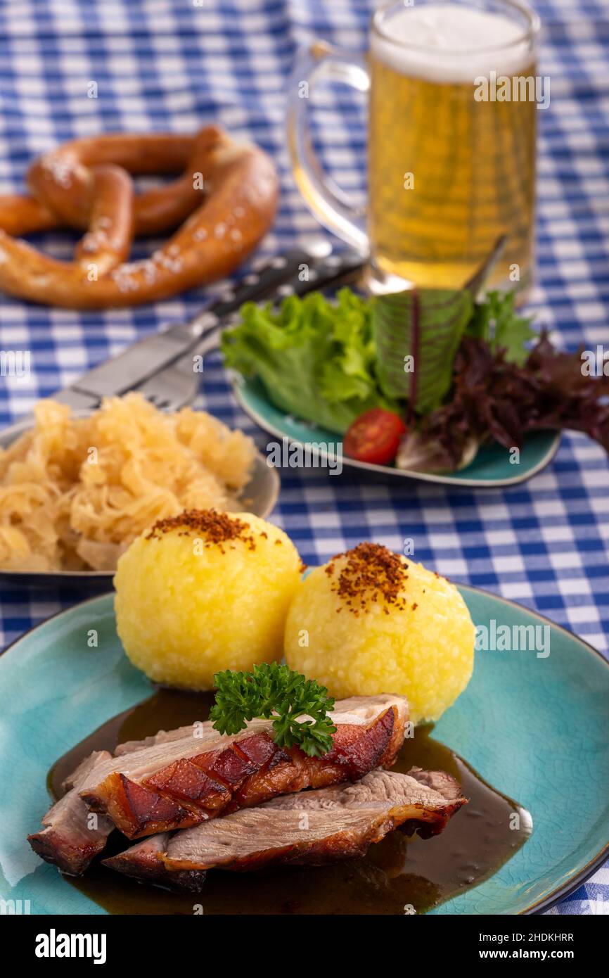 Bier, oktoberfest, Schweinebraten, Biere, oktoberfests, Gebratene Schweinefleisch Stockfoto