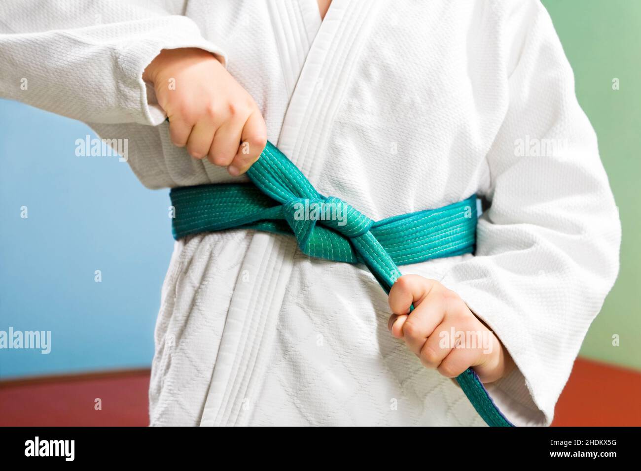 Grun Judo Gurtel Kimono Grun Judos Gurtel Stockfotografie Alamy