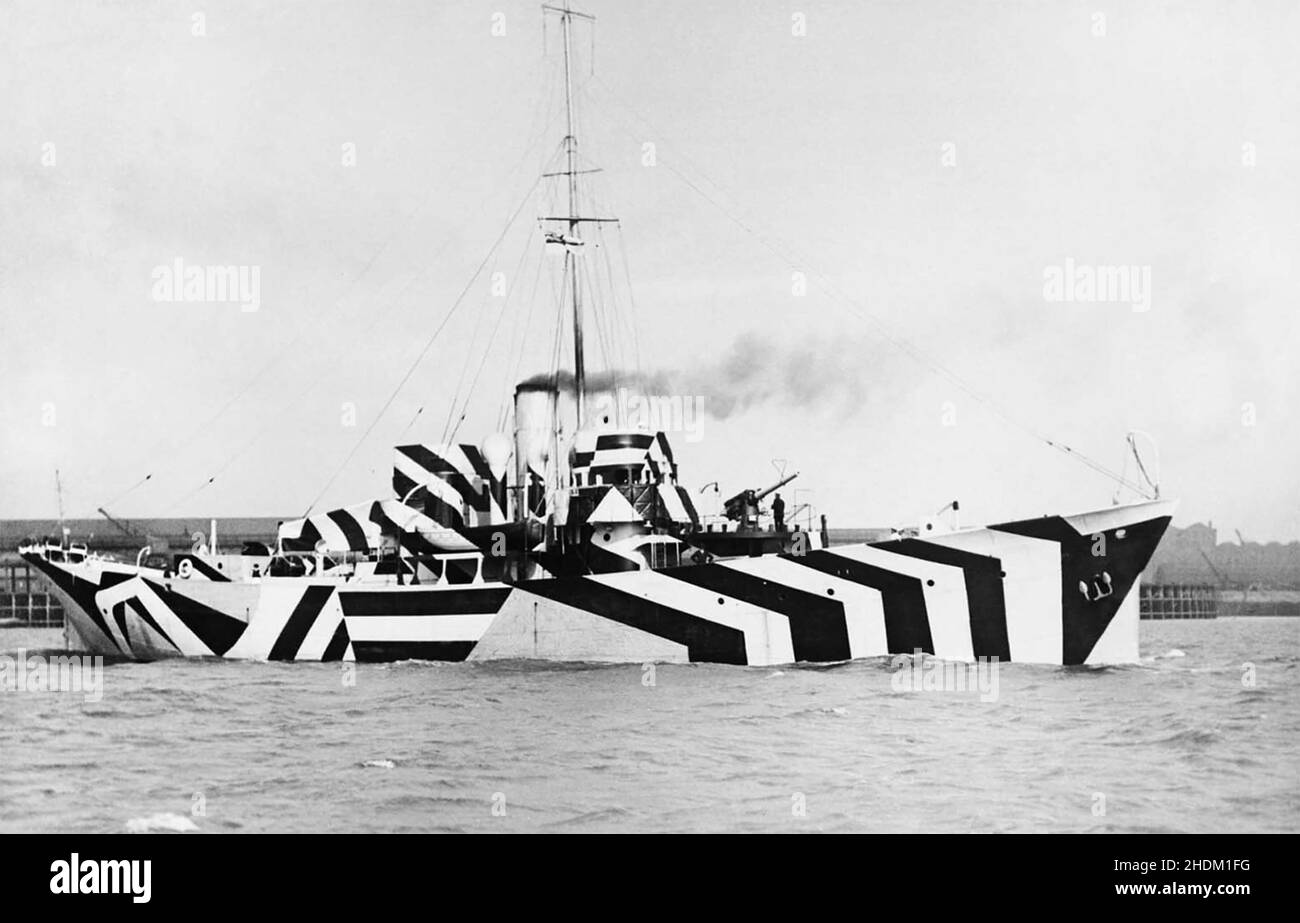 VERSAND TARNUNG erster Weltkrieg. HMS Kildangan Royal Navy K Class Patrouillenboot im Jahr 1918 Stockfoto