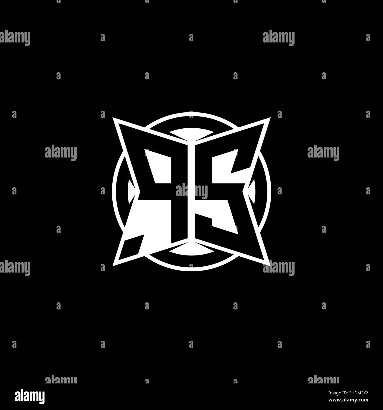 PS Monogram-Logo mit schlichtem, modernem Design. Kreisrundes Monogramm-Logo. Stock Vektor