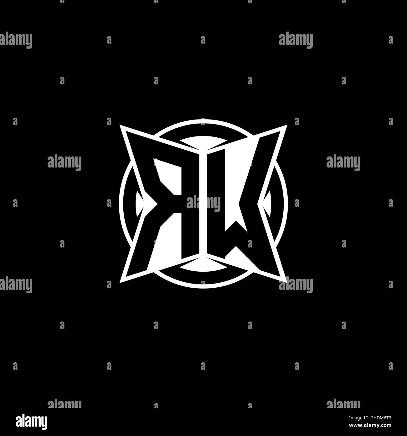 RW Monogram-Logobuchstabe mit schlichtem, modernen Formdesign. Kreisrundes Monogramm-Logo. Stock Vektor
