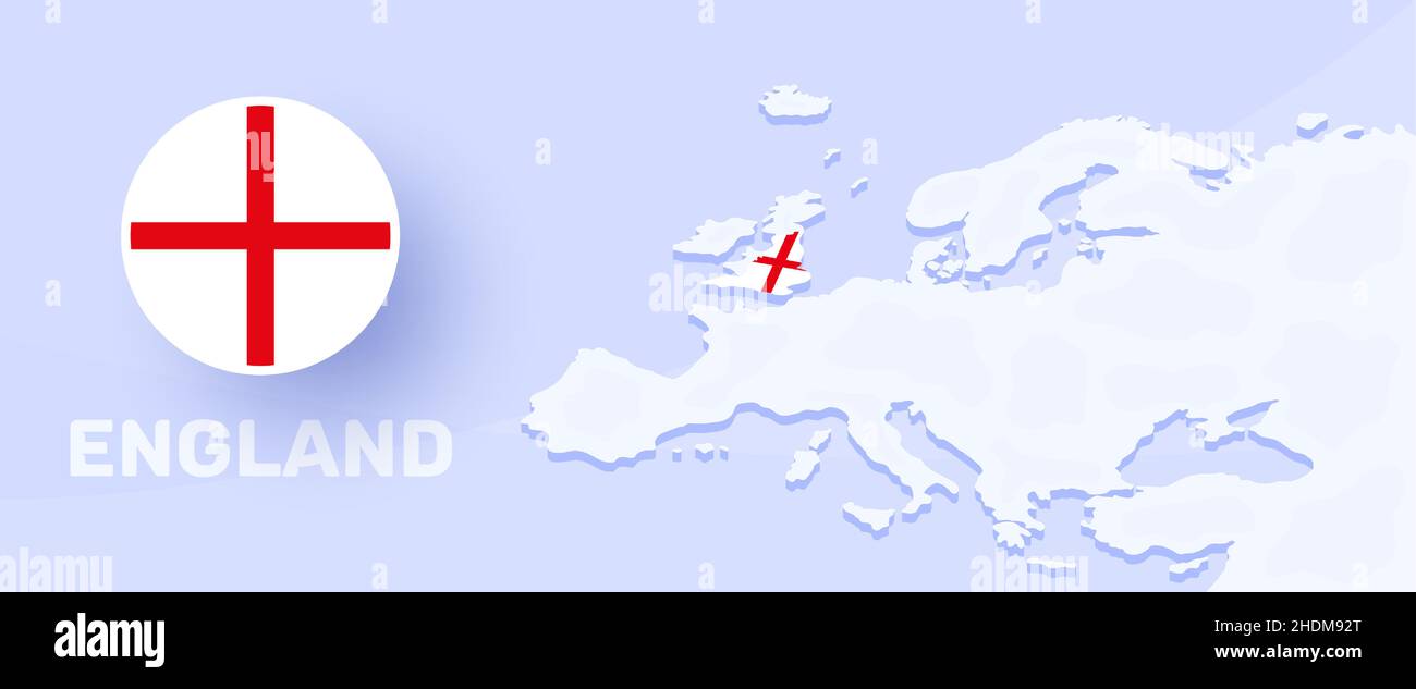 flagge der englischen Karte. Vektordarstellung mit einer Karte von Europa und einem hervorgehobenen Land mit Nationalflagge Stock Vektor