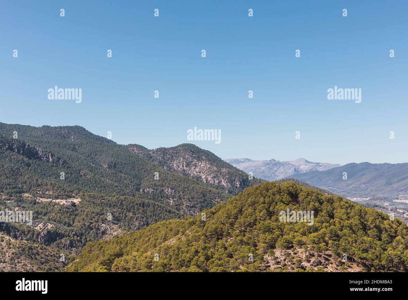 Panoramablick auf die Sierra de segura in Jaen, Andalusien, Spanien. Stockfoto