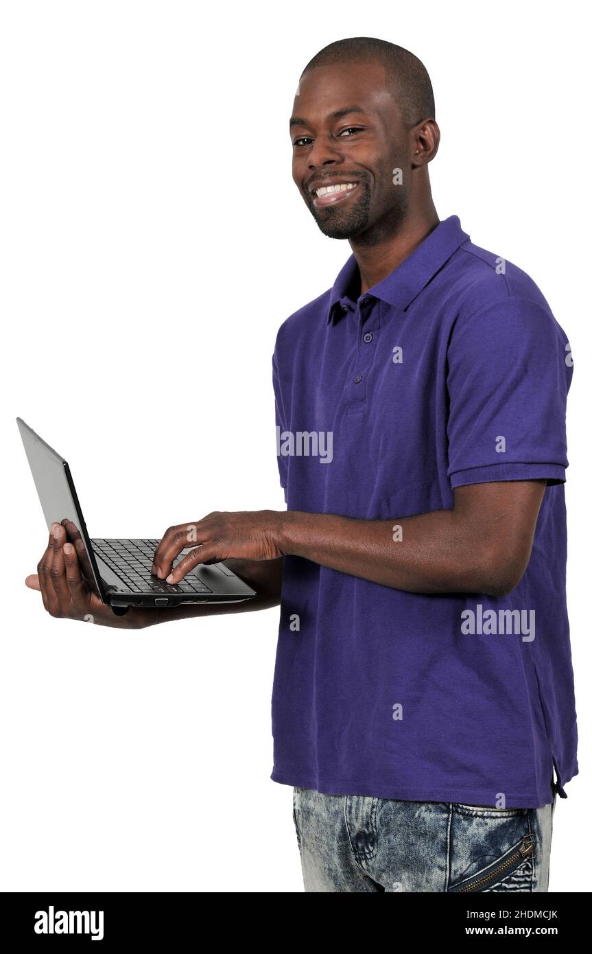 Black African American Mann Geschäftsbenutzer Student computer Stockfoto