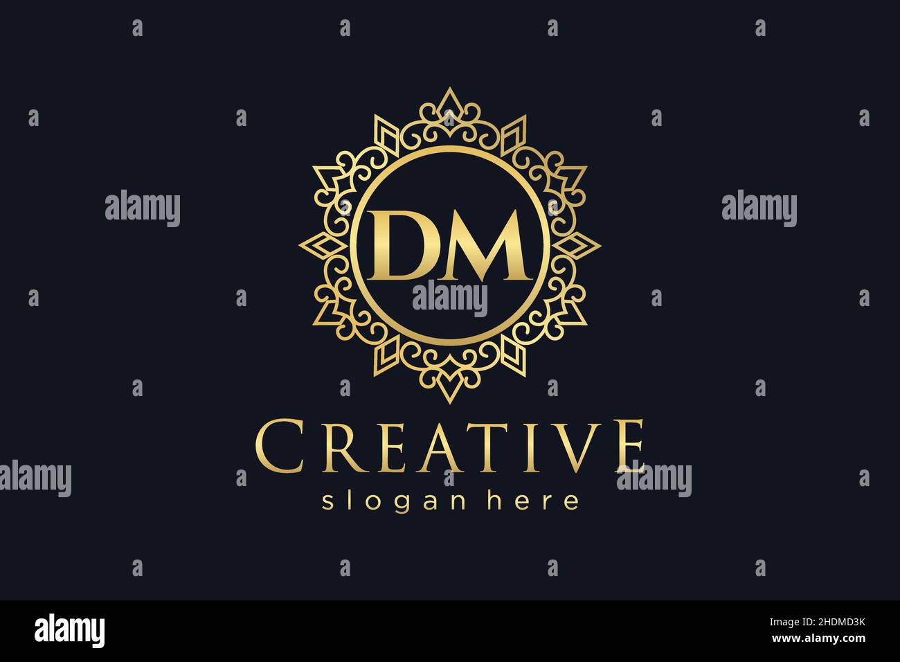 DM Initial Letter Luxus kalligraphisch feminin floral handgezeichnet heraldischen Monogramm antiken Vintage-Stil Luxus-Logo-Design Premium Stock Vektor