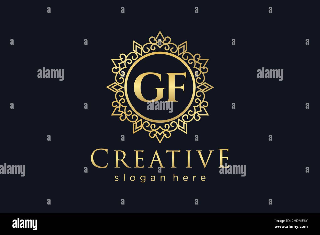 GF Initial Letter Luxus kalligraphisch feminin floral handgezeichnetes heraldisches Monogramm antiker Vintage-Stil Luxus-Logo-Design Premium Stock Vektor