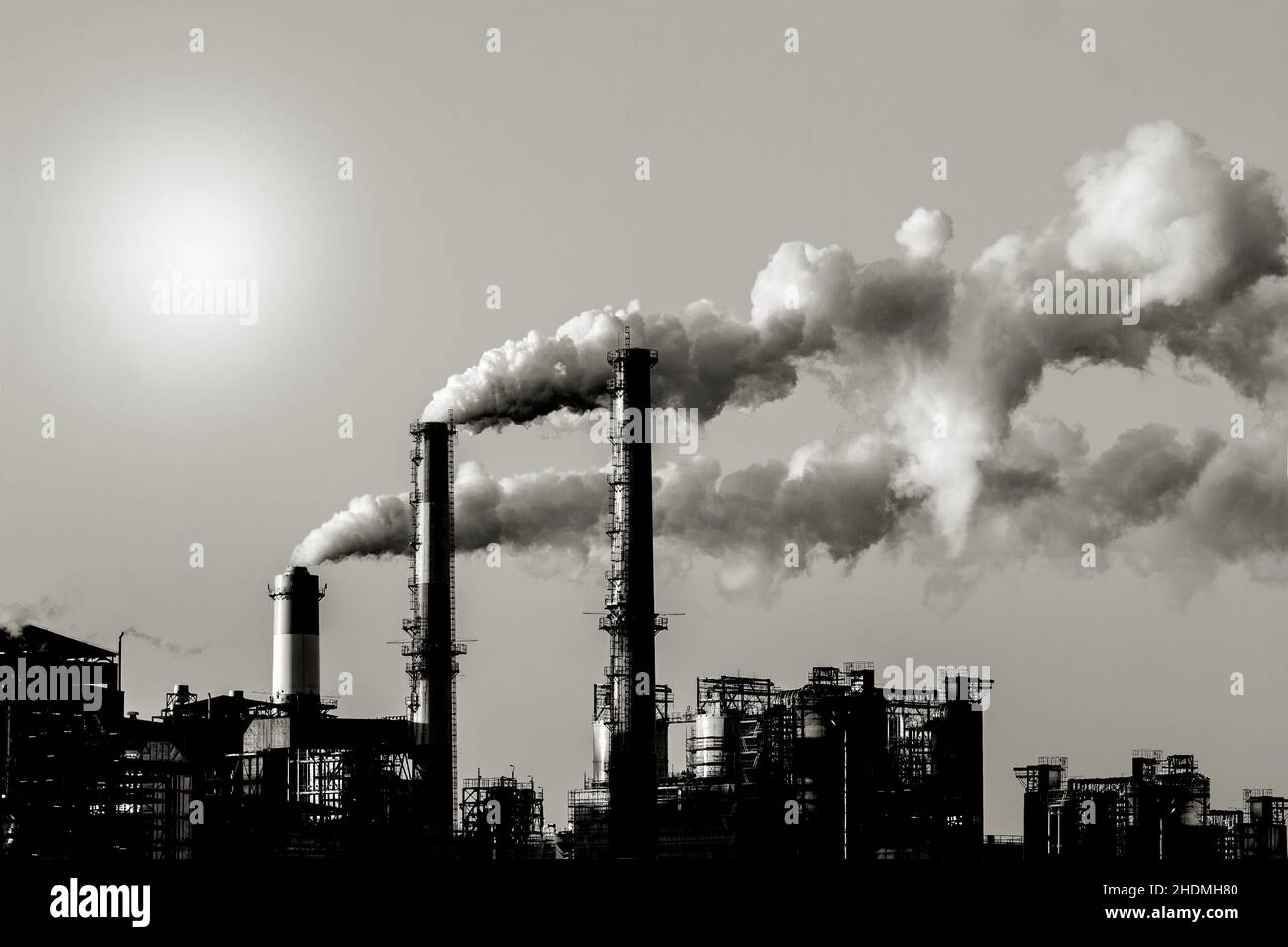 Industrie, Rauchschwaden, Rauch, Emissionen, Industrien, Rauchstapel, Rauch, Emissionen Stockfoto