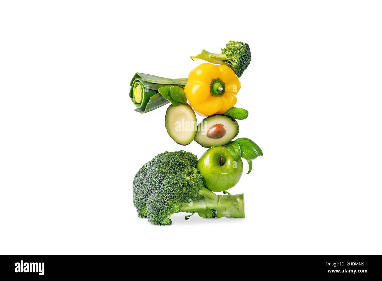 Gesundes Lebensmittelkonzept. Speicherplatz kopieren. Gesundes Frisches Essen Banner Werbung Fotografie .Food Creative Mockup Gesundes Gemüse Obst Broccoli Avacado Stockfoto