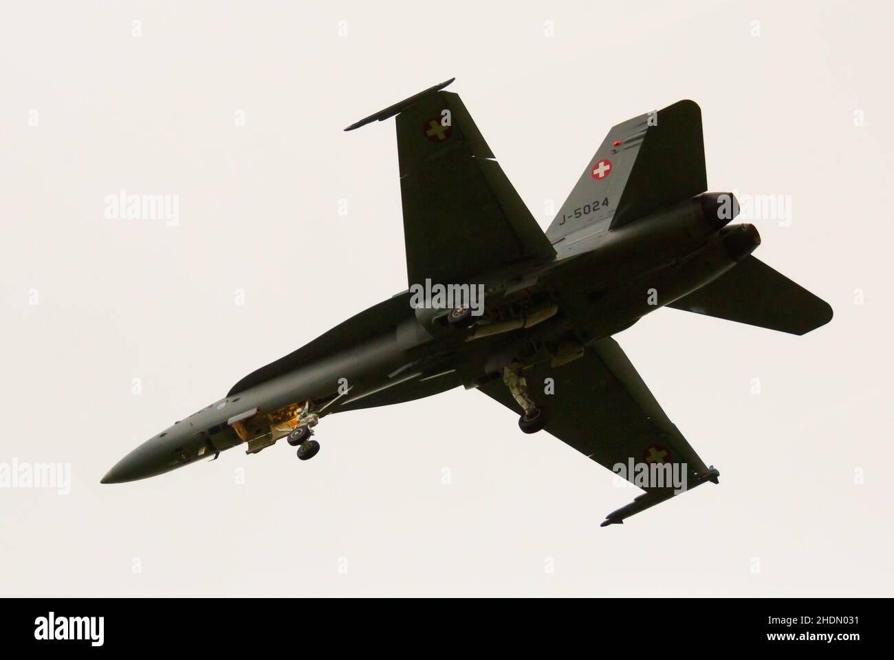 F A-18C Hornet landet am Flughafen Emmen, Schweiz Stockfoto