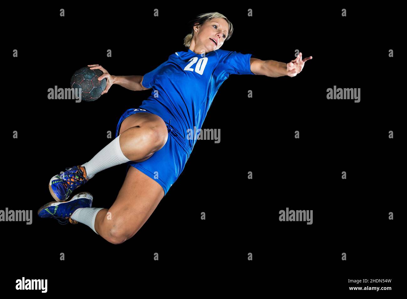 Frau, Handball, Sportlerin, Handballspielerin, weiblich, Damen, Dame, Frauen, Handbälle, Athlet, Sportler, Sportlerinnen Stockfoto