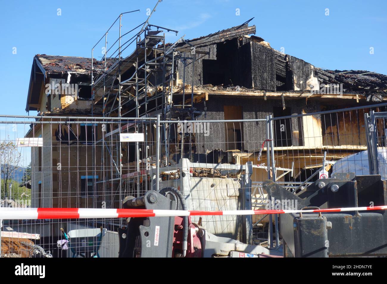 Hausbrand, Zerstörung, Feuer ruiniert, Hausbrände, Zerstörungen, Feuern Sie Ruineen Stockfoto