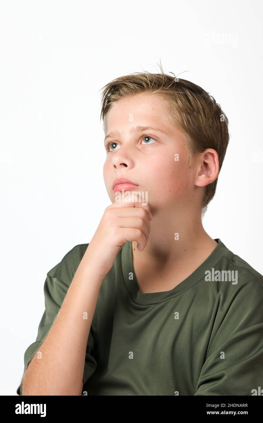 Junge, nachdenklich, Jungen, pensives Stockfoto