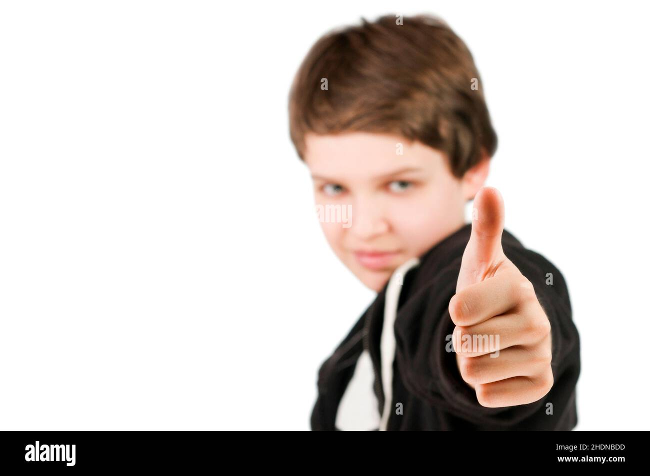 Daumen hoch, ok, Positivität ausdrücken, Daumen hoch, Positivität ausdrücken, ok-Schild Stockfoto