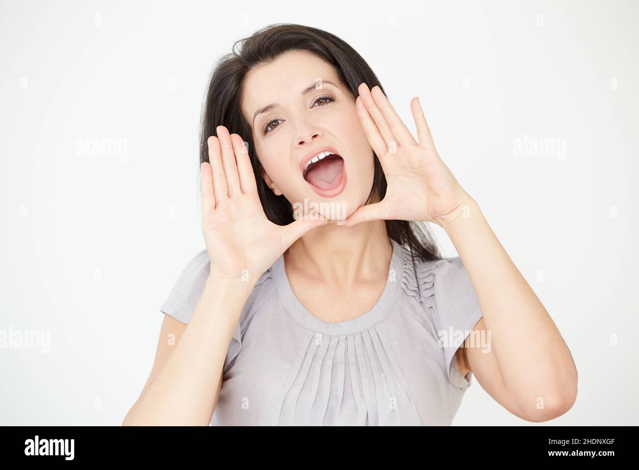 Junge Frau, laut, schreiend, weinen, Mädchen, Mädchen, Frau, junge Frauen, loods, Scream, Schreiend, schreiend, schreiend Stockfoto