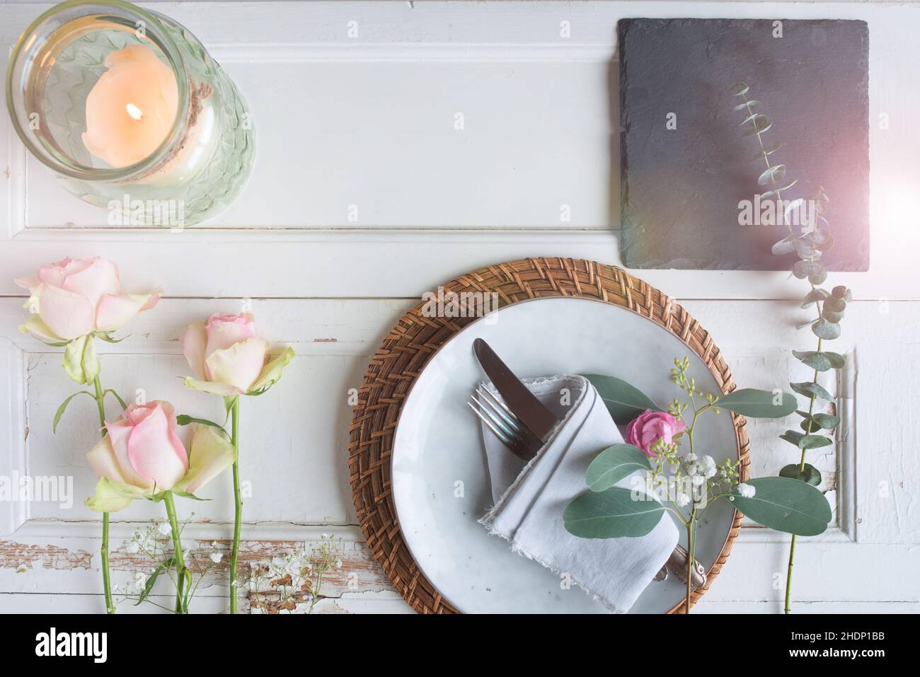 Tischdekoration, Tischdecken, Tischdekorationen, Tischdecken Stockfoto