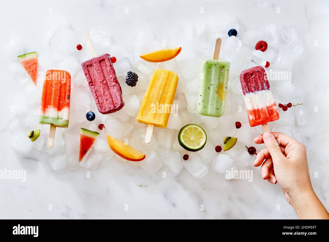Fruchtig, Fruchteis, Eis, Sorbet, Früchte, Eis, Eis, Eis, Eis, Sorbets Stockfoto