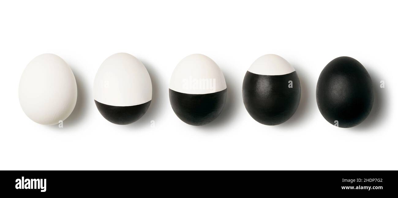 Schwarz und Weiß, Eier, Mondphase, Schwarz und Weiß, Ei, Mondphasen Stockfoto