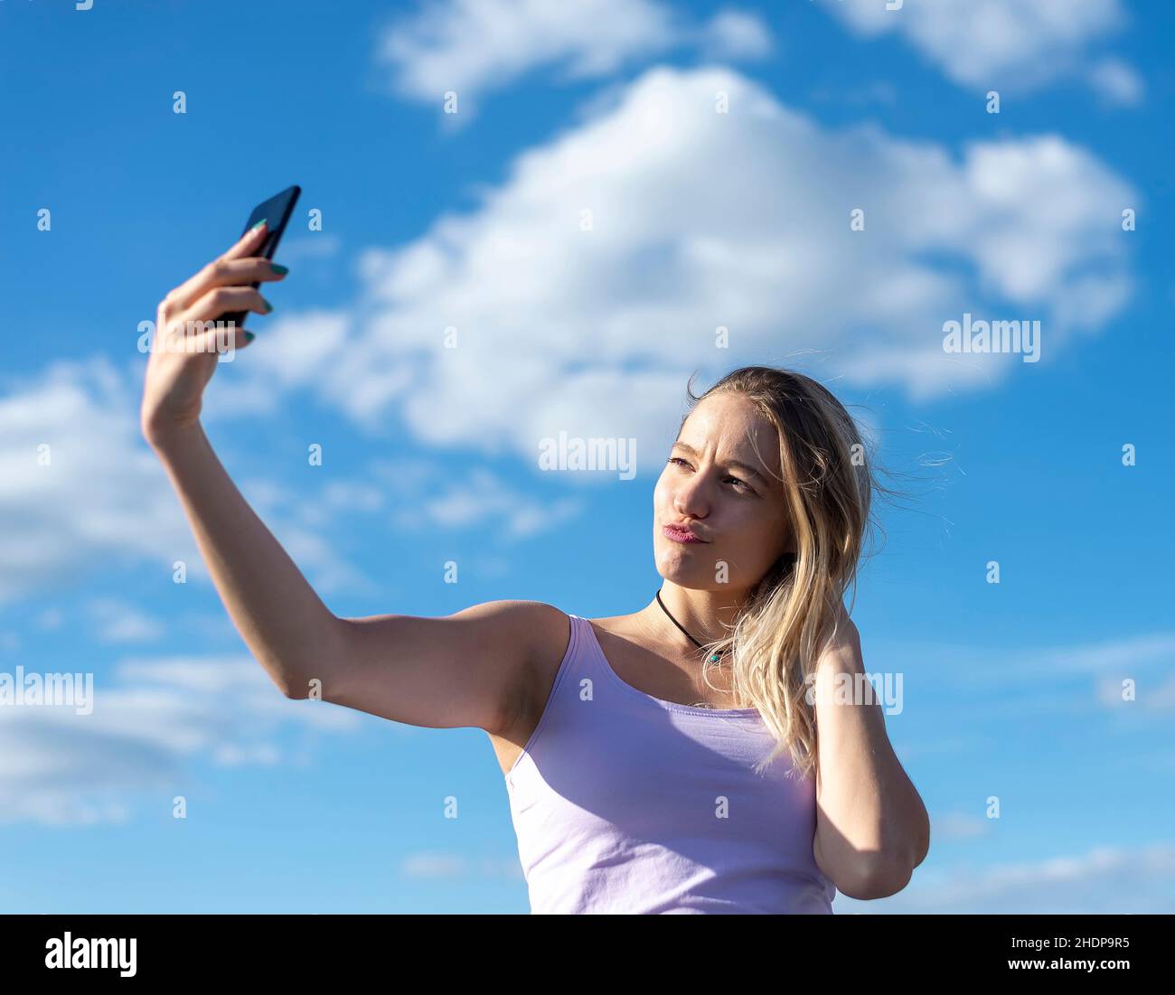 Frau, pout, Selfie, weiblich, Damen, dame, Frauen, Pouts Stockfoto