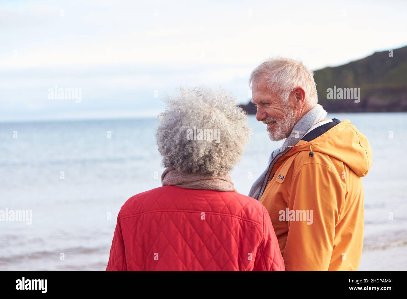 Küste, Spaziergang, wales, älteres Paar, Küsten, Spaziergänge, ältere Paare Stockfoto