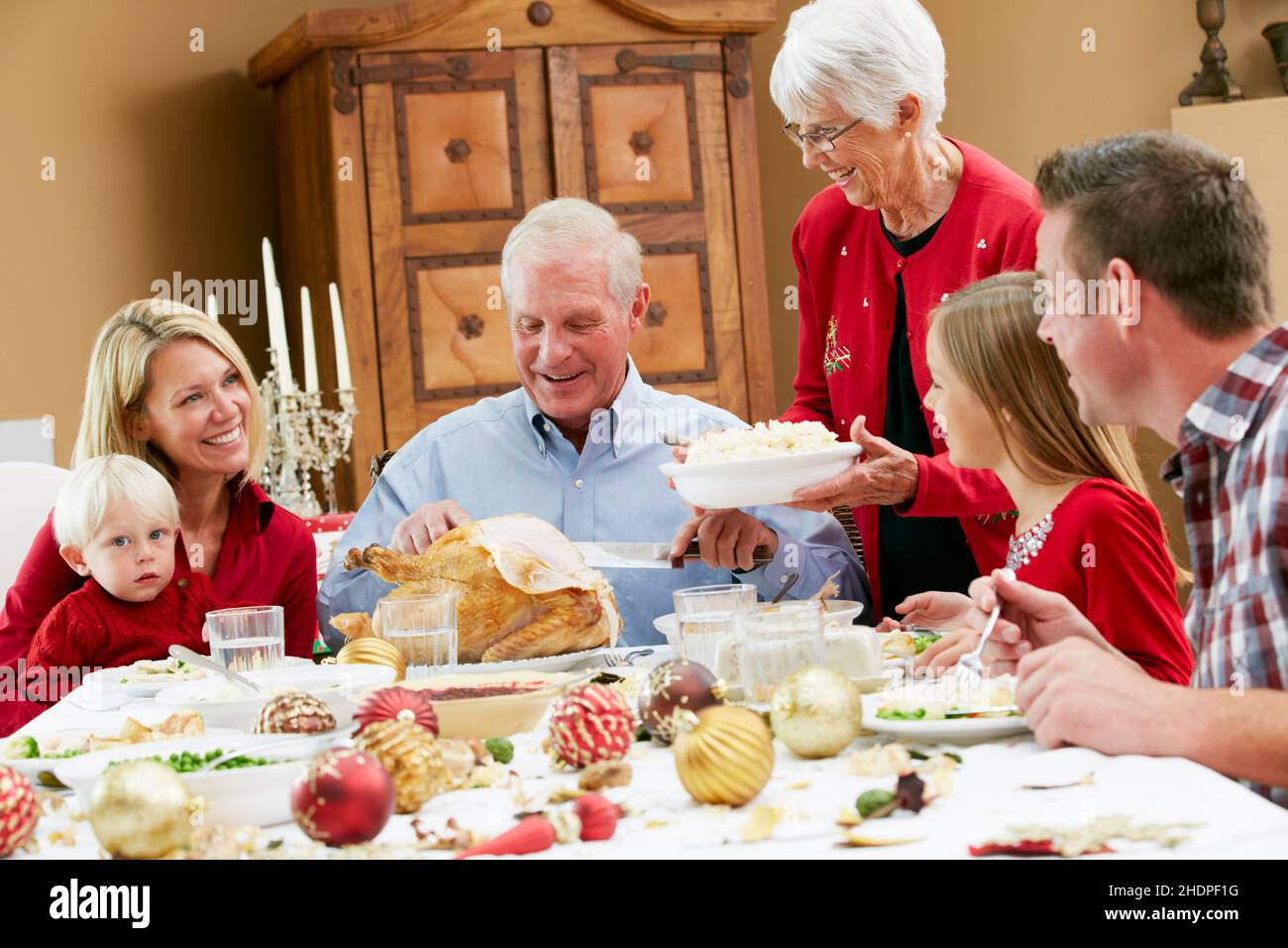 Abendessen, Familienleben, Bankett, weihnachtsessen, Abendessen, Familienleben, Bankette, weihnachtsessen Stockfoto