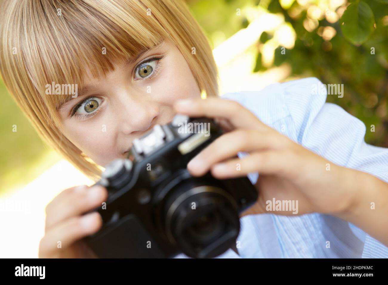 Mädchen, enthusiastisch, Kamera, Foto, Mädchen, Begeistert, begeistert, Kameras, Fotografien Stockfoto