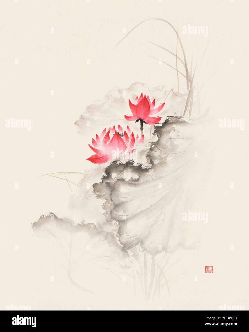 Lizenz und Drucke bei MaximImages.com - Sumi-e-Gemälde, orientalische Sumi-Tusche Illustrationen und japanische Zen-Kunst Stockfoto