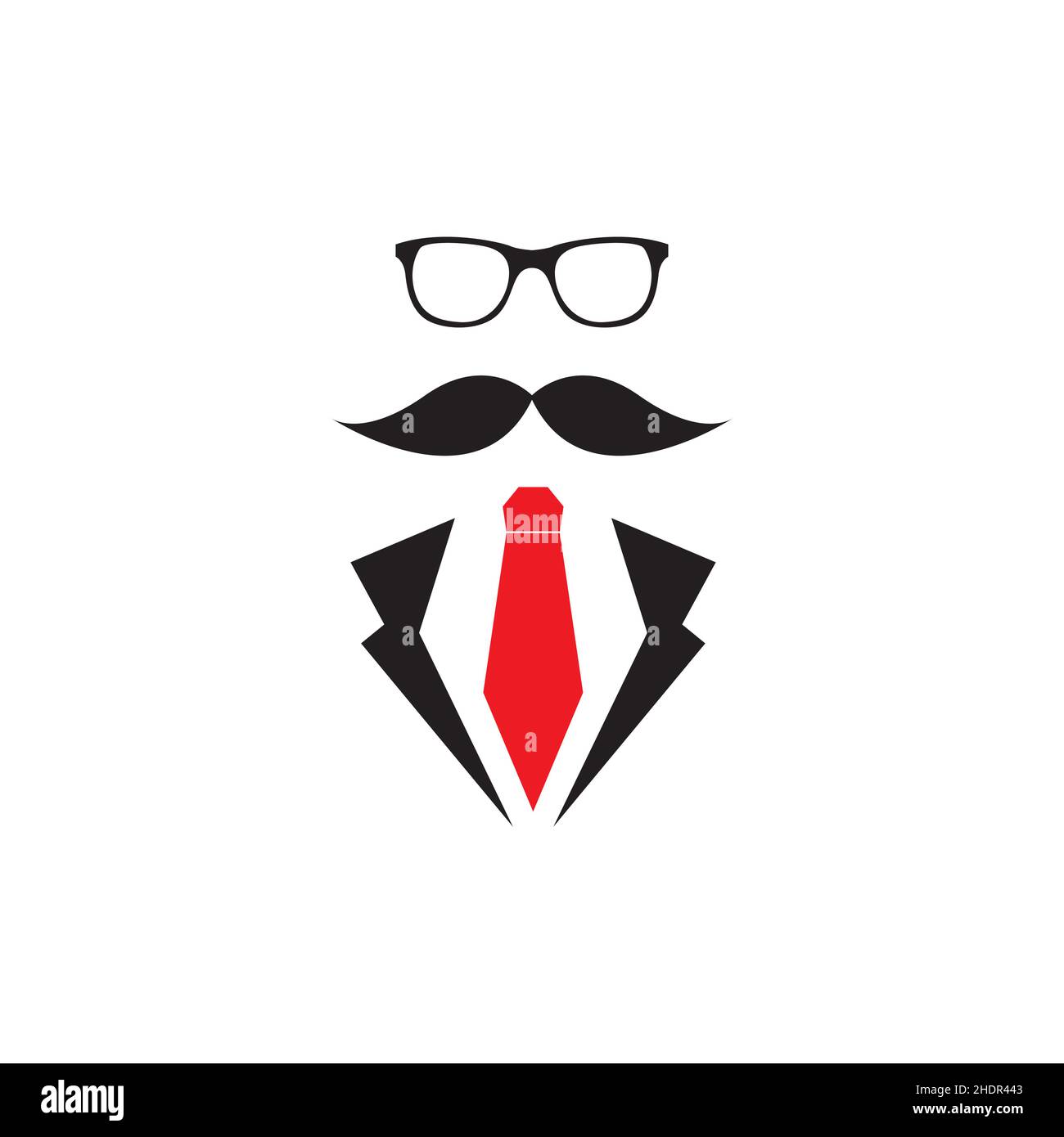 Business Krawatte mit Schnurrbart und Sonnenbrille Logo Design Vektor Grafik Symbol Symbol Illustration kreative Idee Stock Vektor