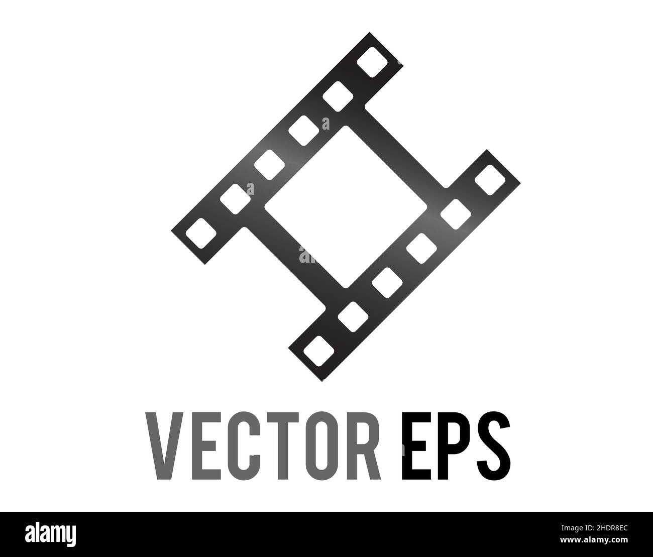 Der isolierte Vektorstreifen aus schwarzem Filmrahmen-Symbol, wie er in einer Filmkamera, einem Video, Filmmaterial oder einer Fotografie verwendet wird. Stock Vektor