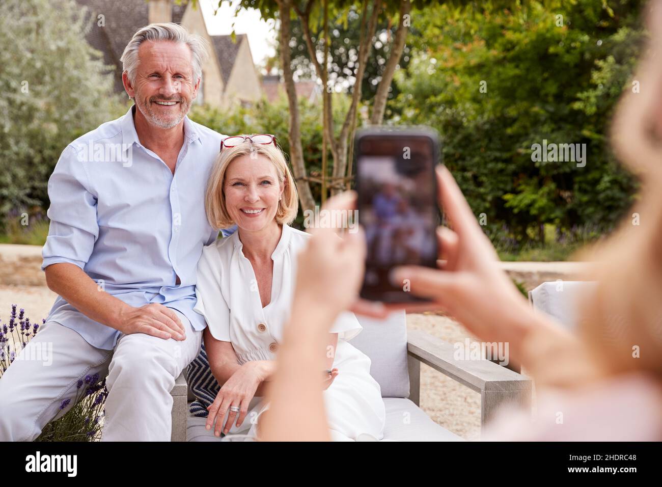 Foto, Großeltern, Smartphone, Fotografien, Großeltern, Smartphones, Smartphones, Smartphones Stockfoto