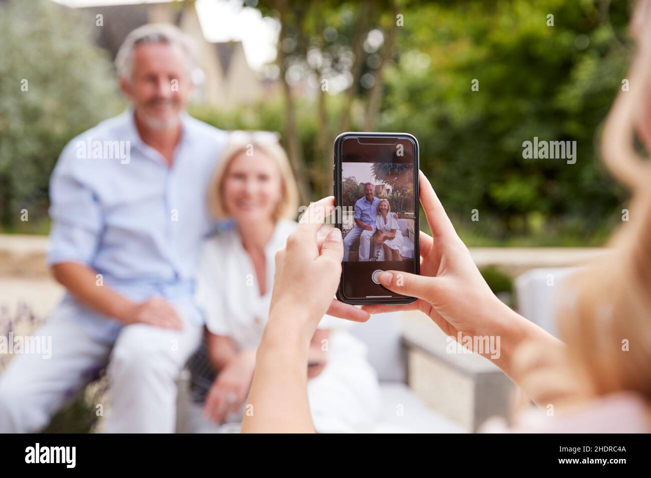 Foto, Großeltern, Smartphone, Fotografien, Großeltern, Smartphones, Smartphones, Smartphones Stockfoto