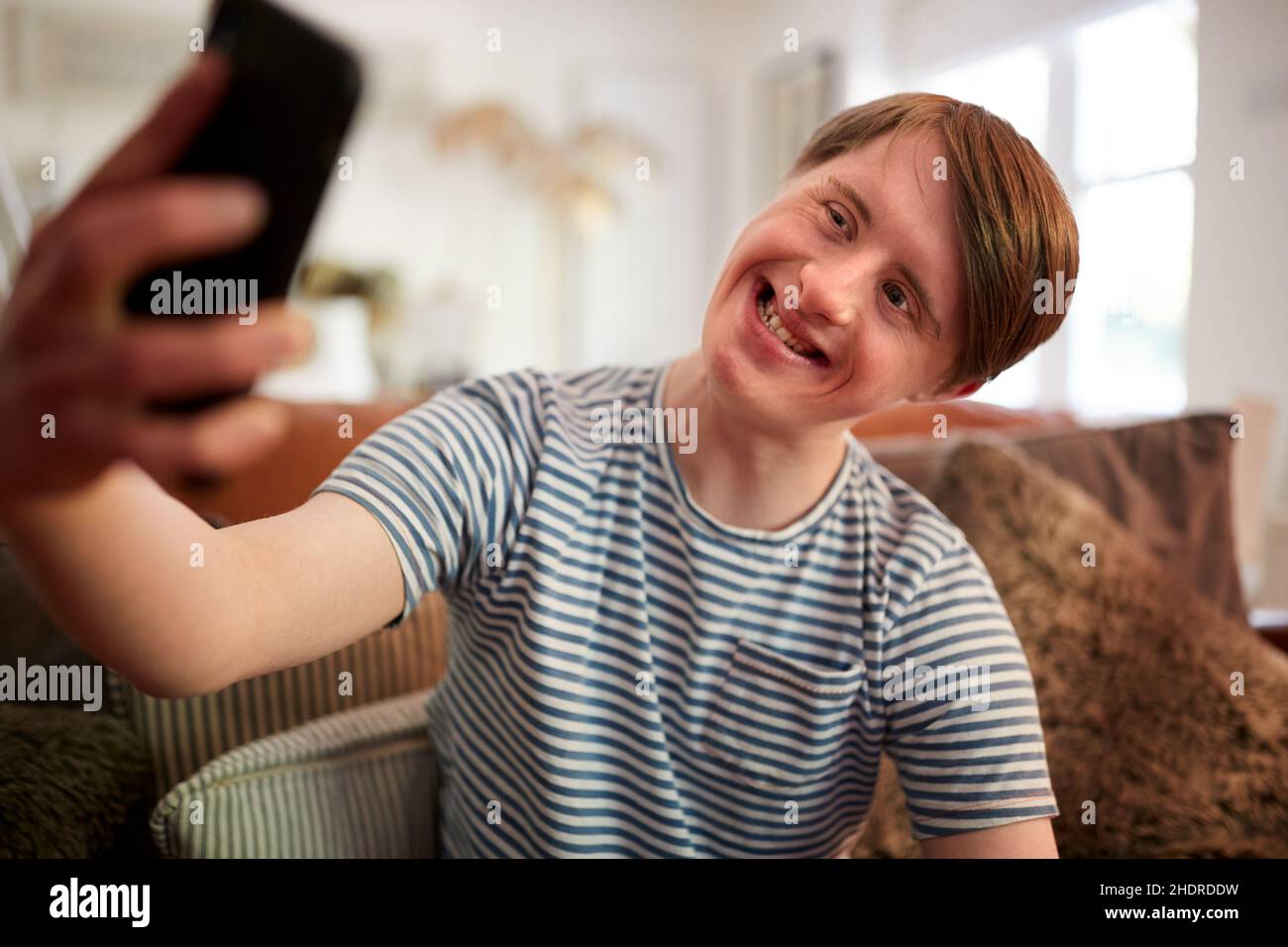 Fotografie, Behinderung, Selfie, Trisomy 21, Fotografien, Behinderungen Stockfoto