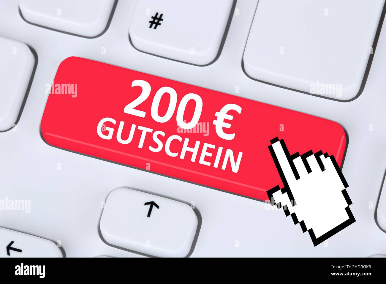 Angebot, 200 Euro, E-Commerce, Gutschein, Angebote, Zweihundert Euro, Handel, Gutscheine Stockfoto