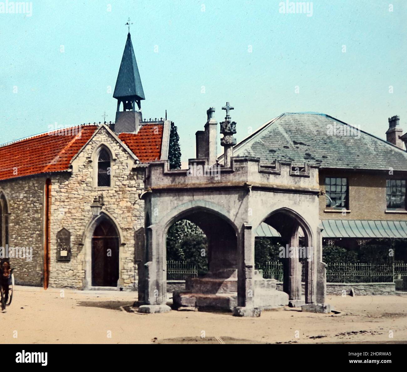 Das Kreuz, Cheddar, viktorianische Zeit Stockfoto