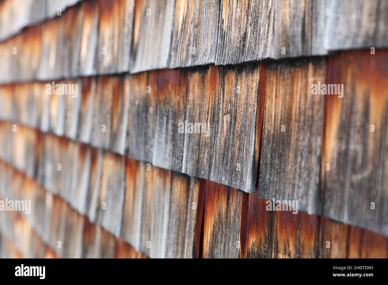 Dachschindeln, Holzschindeln, Dachschindeln, Holzschindeln Stockfoto