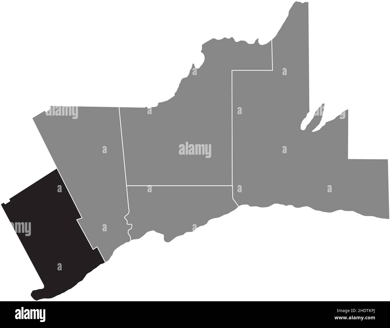 Schwarz flach leer hervorgehoben Locator Karte der REGION HALTON innerhalb der grauen administrativen Karte des Großraums Toronto Stock Vektor