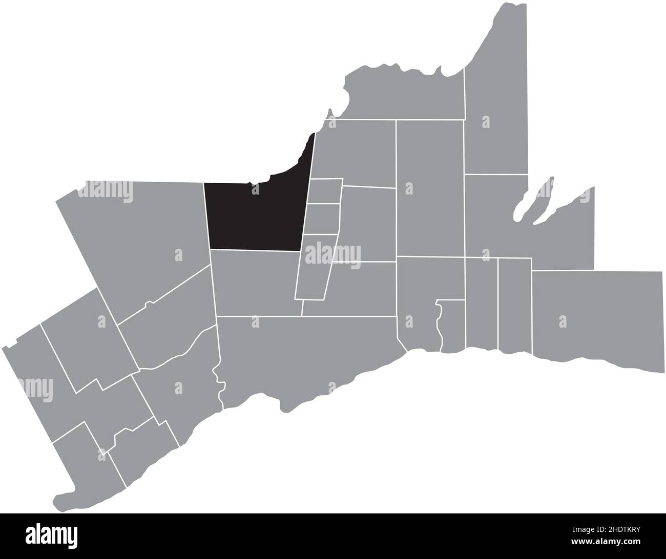 Schwarz flach leer markiert Lageplan der KING GEMEINDE innerhalb grauen administrativen Karte der Greater Toronto Bereich Stock Vektor