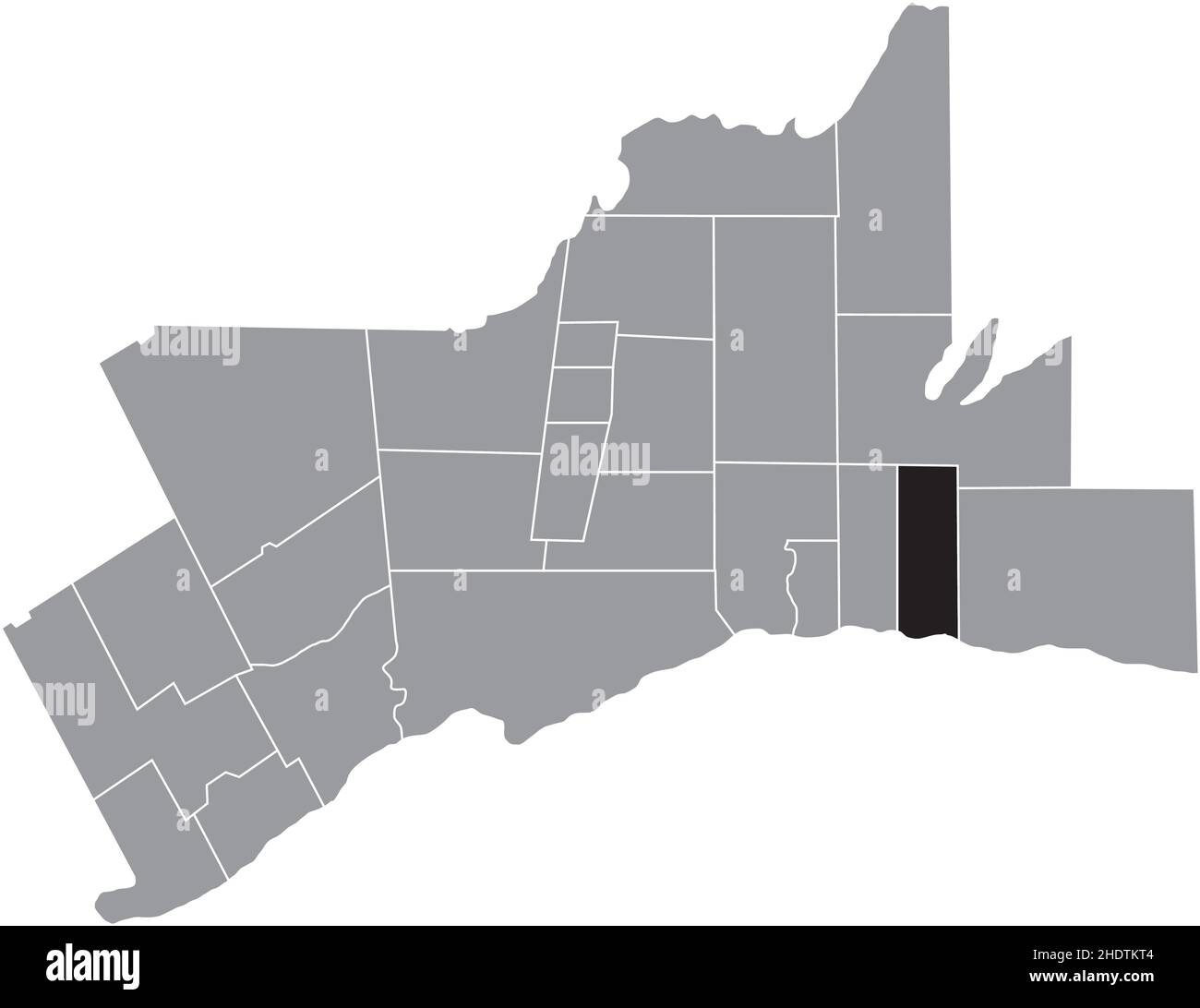Schwarz flach leer markiert Lageplan der GEMEINDE OSHAWA innerhalb grauen administrativen Karte des Großraums Toronto Stock Vektor