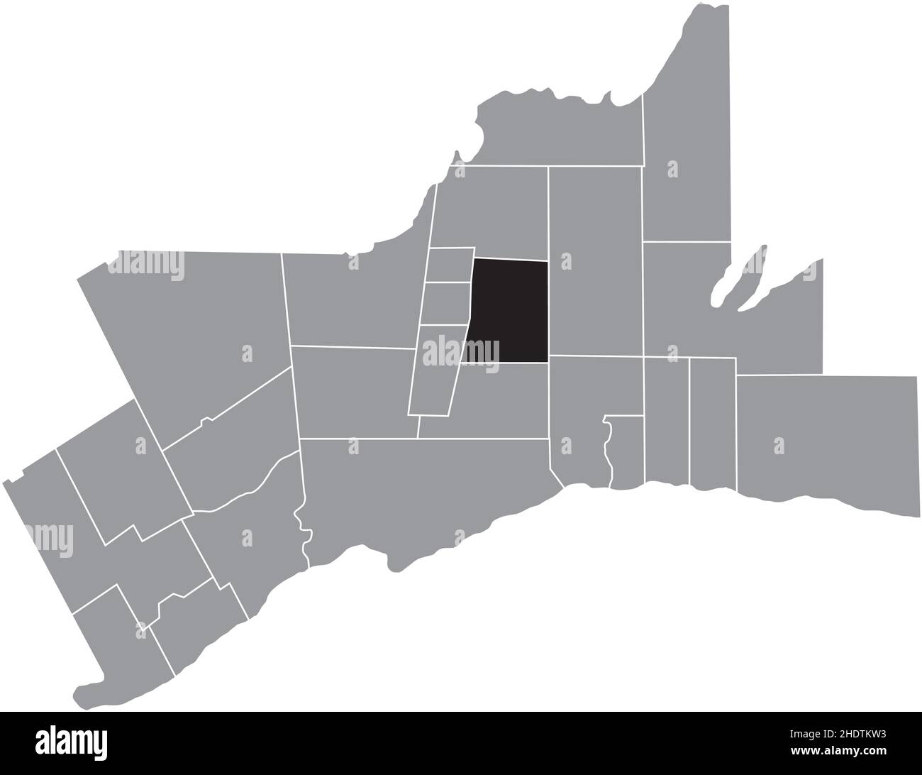 Schwarz flach leer hervorgehoben Lageplan der WHITCHURCH-STOUFFVILLE GEMEINDE innerhalb grauen administrativen Karte des Greater Toronto Bereich Stock Vektor